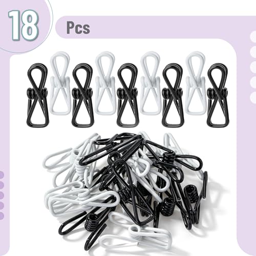 Mr. Pen- PVC-Coated Utility Clips, 2 Inch, 18 Pack, Black & White - color: Black & White