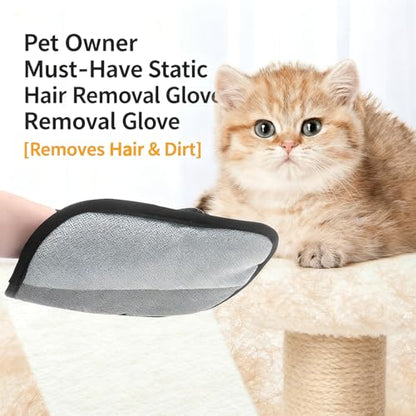 Pet Hair Removal Gloves for Dogs and Cats 2-Pack, Five-Finger Electrostatic Pet Hair Remover, Reusable Shedding & Lint Cleaning Gloves for Clothes Sofa Carpet Car Seats