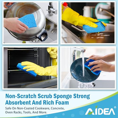 AIDEA Sponges Kitchen, Non Scratch Scrub Sponge-12Count, Dish Sponges - color: Blue
