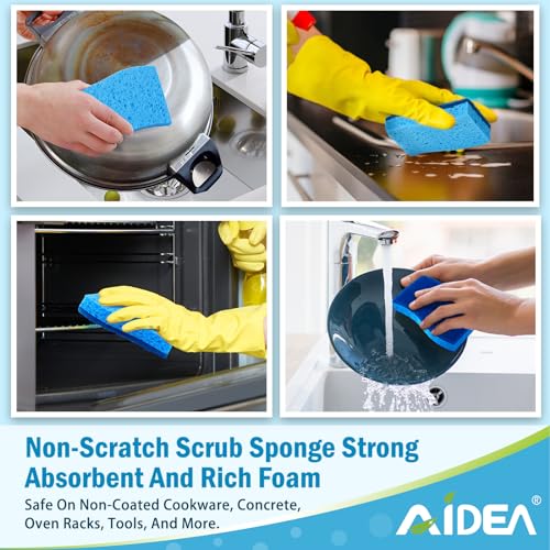 AIDEA Sponges Kitchen-6Count, Non Scratch Scrub Sponge, Dish Sponges - color: Blue
