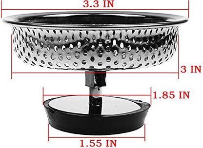 Pack of 2 Kitchen Sink Drain Strainer Basket and Stopper
