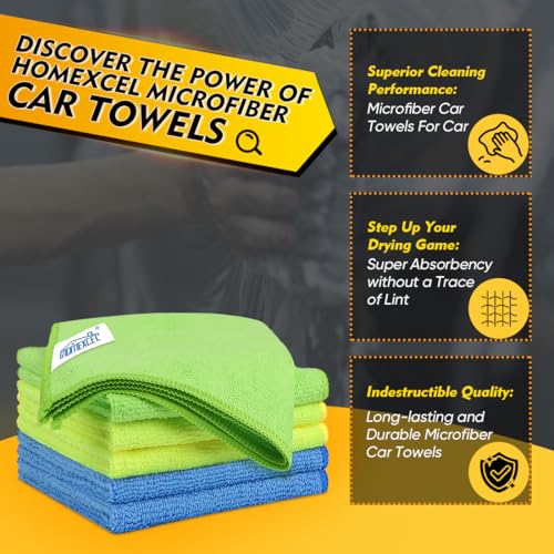 HOMEXCEL Microfiber Cleaning Cloth 6 Pack, 12.5 x 12.5 Inch Microfiber Towels for Cars, Ultra Absorbent Cleaning Rags, Lint Free Cleaning Towels for Household, Kitchen, Window, and Car, Multicolor - color: Multicolor, size: 12.5 x 12.5 Inch
