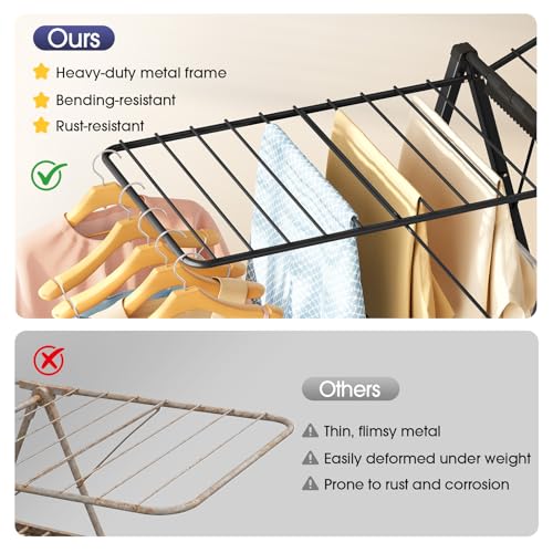APEXCHASER Clothes Drying Rack, 67.7" L Height Adjustable, Foldable, Black - color: Black