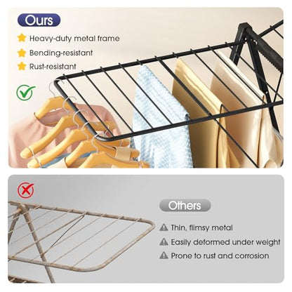 APEXCHASER Clothes Drying Rack, 67.7" L Height Adjustable, Foldable, Black - color: Black