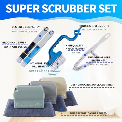 Window Track Cleaner, 13-Piece Sill and Crevice Cleaning Brush Kit