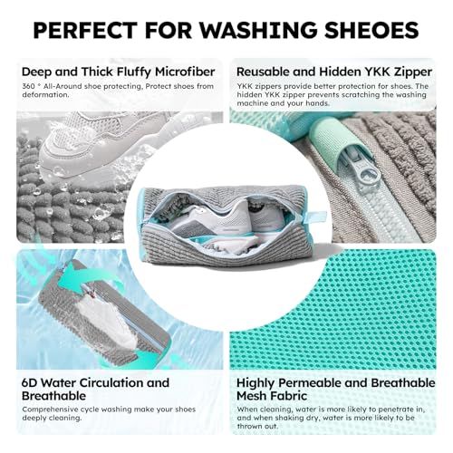Shoe Washing Machine Bag: Shoe Washing Bag Keeps Clean - Reusable Laundry Shoe Bag for Sneaker Tennis Shoes Unstain Cleaner Kit(Grey 2 Pcs) - color: Pink 2pcs