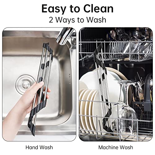 Tomorotec Triangle Roll Up Dish Drying Rack 304 Stainless Steel Black - color: Black