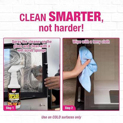Quick N Brite Fireplace Glass Cleaner Kit with Cloth and Sponge, Removes Soot, Smoke, Creosote, and more, 16 oz, 1-Pack