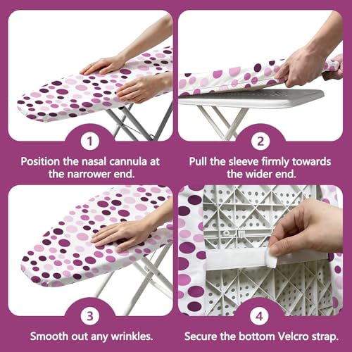 Padded Ironing Board Cover, 15 * 54 in Standard Size Ironing Board Covers, Easy Hook and Loop Fastener, Universal Fit for Standard Boards - color: Pink Polka Dots