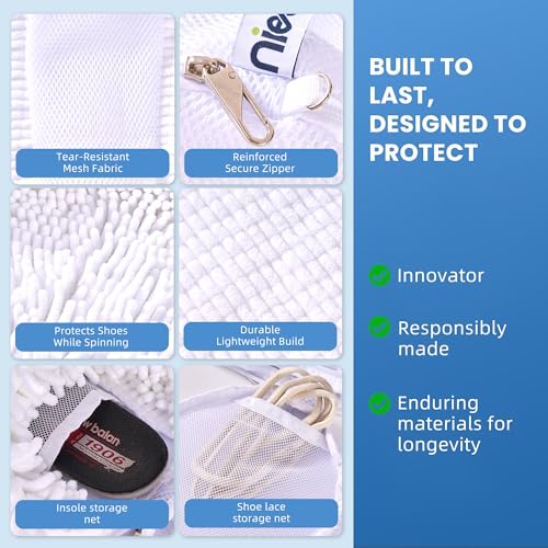 Shoe Washing Machine Bag 2pcs, White - Reusable Shoe Laundry Bags for Washer & Dryer, 360 Deep Clean for Sneakers, Tennis Shoes, Slippers, Durable, Quiet Operation, Protects Shoes, Versatile Use - color: White