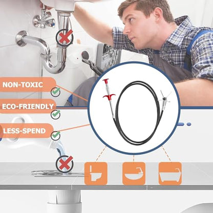 32-Inch Flexible Drain Hair Remover with 4-Claw Grabber for Sink and Shower - style: 32 IN