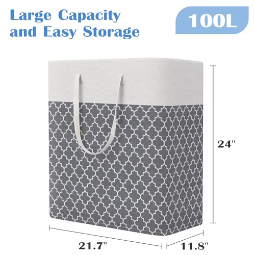 BlissTotes 3-Pack Laundry Basket, Laundry Hamper, Light Grey, 100L - color: Light Grey, size: 100L