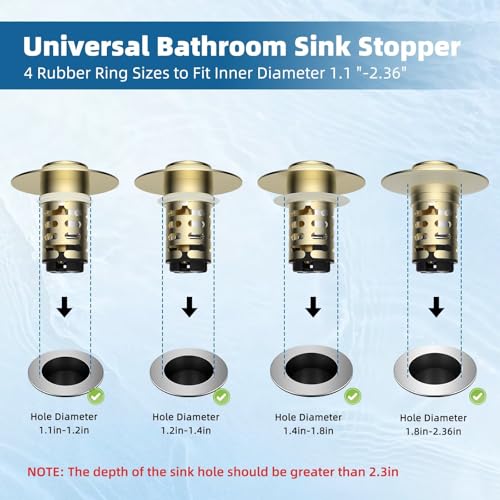 Universal Upgraded Bathroom Sink Drain Stopper Hair Catcher, Brushed Gold - color: Brushed Gold