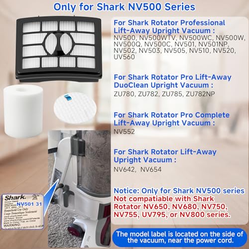 Vacuum Filters Replacement for Shark Rotator Professional Lift-Away NV500 - color: Black-2+4 Pack