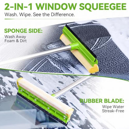 Ordenado 62" Car Wash Brush with Long Handle, 6Pcs Car Wash Kit Exterior - color: Green