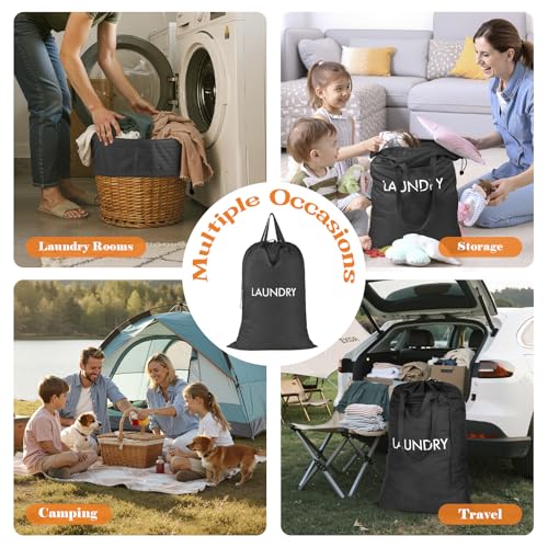 120L Heavy Duty Laundry Bag with Shoulder Handles,Dirty Clothes Storage Bag - color: (Laundry) Black