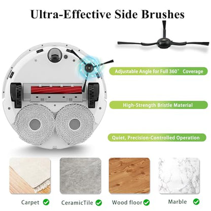 Side Brushes Replacement Compatible with Roborock Q Revo/Qrevo S/Qrevo Pro/Qrevo Master/S8/S8+/ S8 Pro Ultra/Q5/Q7/Q7Max/Q8 Max/S7/S7 Max Ultra/S7 MaxV/S6/S5/S4/E2/E3/E4/E5 Robot Vacuum - color: Black