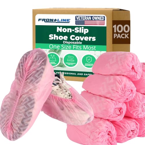 Non-Slip Shoe Covers Disposable, 100 Pack Pink, One Size Fits Most Booties - size: Pink 100 Pack