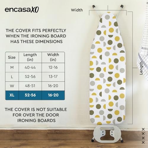 Encasa XO Ironing Board Cover and Pad, Thick Felt 54"x18" - color: Black Arrow, size: X-Large (54"x18")