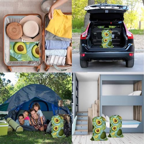 Swono Avocado Large Laundry Bag Washable Large Dirty Clothes, Fruit Slices Exotic Monster Leaves Drawstring Organizer Bag, Fit Hamper Basket Camp Travel Home Dorm, Blue - color: Avocado