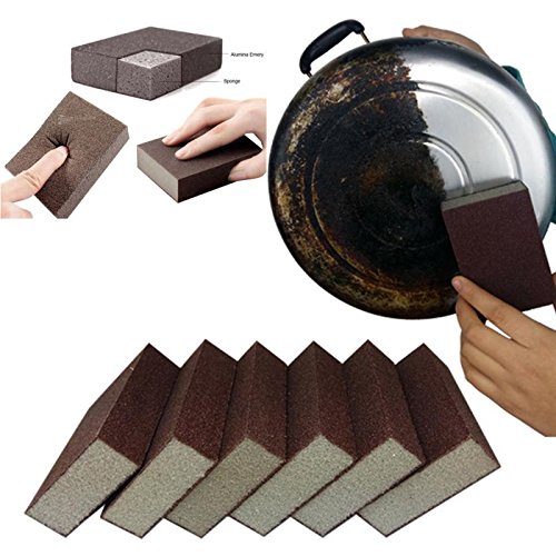 6 Pcs Heavy Duty Scrub Sponge， Magic Emery Sponge Brush,Nano Emery Sponge&Cleaning Sponge，Cleaning Brushes for Household use，Dark Brown