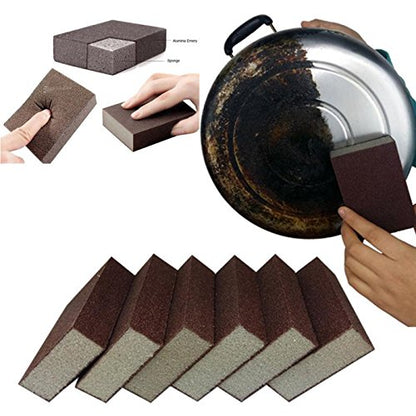 6 Pcs Heavy Duty Scrub Sponge， Magic Emery Sponge Brush,Nano Emery Sponge&Cleaning Sponge，Cleaning Brushes for Household use，Dark Brown