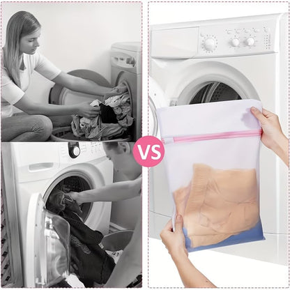 4Pcs Mesh Laundry Bags with Zipper, Durable Wash Bags for Delicates, Bras, Lingerie, Socks and Underwear, Protective Laundry Organizer Bags for Washing Machine and Travel Storage