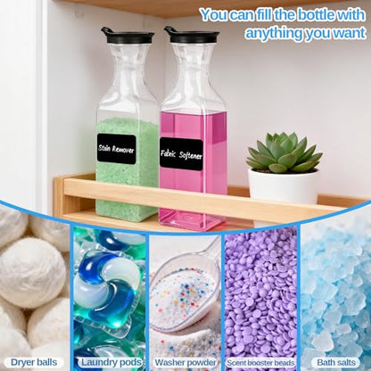 6 Pack Laundry Detergent Dispenser, 54oz Plastic Fabric Softener Dispenser for Powder & Bleach, Liquid Laundry Detergent Container, Clear