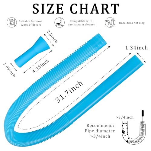 Universal Vacuum Hose Attachment for Dryer Vent Cleaner Kit - Flexible Dryer Lint Vacuum Hose with Stretch Connector, Compatible with Most Vacuums for Deep Cleaning Lint, Debris from Dryer Vents