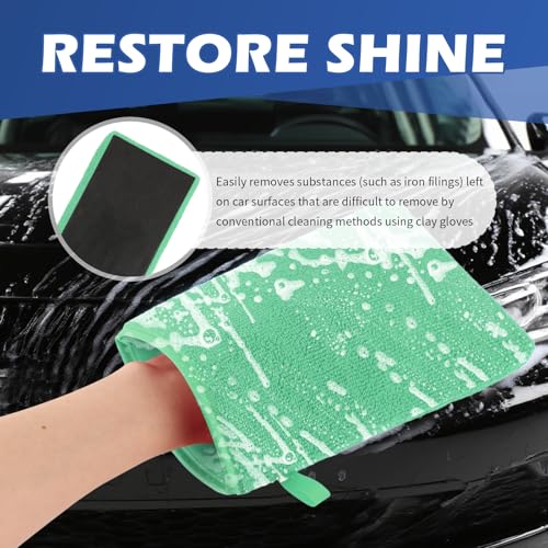 2PCS Car Clay Mitt Auto Detailing,Soft Clay Bar Mitt for Cleaning Car Surfaces,Anti-Scratch Clays Mitts for Cars Detailings to Replace Traditional Clays Bar Cars Accessories (Green) - color: Green