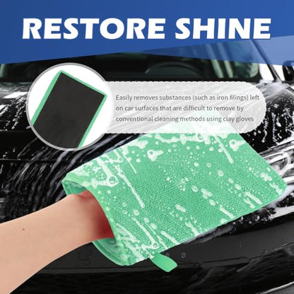 2PCS Car Clay Mitt Auto Detailing,Soft Clay Bar Mitt for Cleaning Car Surfaces,Anti-Scratch Clays Mitts for Cars Detailings to Replace Traditional Clays Bar Cars Accessories (Green) - color: Green