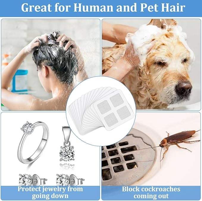 Disposable Shower Drain Hair Catcher Stickers 100 Pack Square - size: 100 Square Mesh