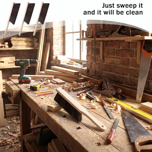 10-Piece Wooden Dust Brush Set with Long Handle, Soft Bristle Hand Broom