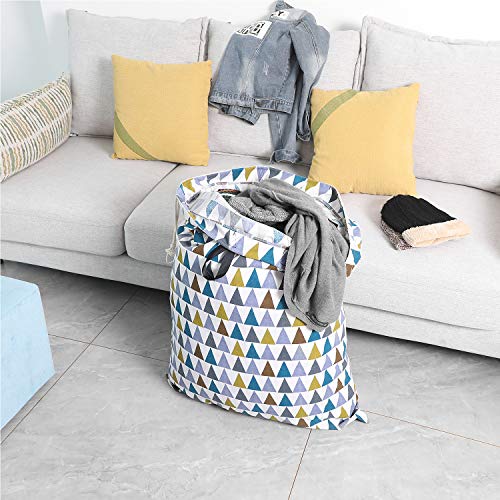 SWISSELITE Laundry Bag with Handle and Drawstring, Large Heavy Duty Laundry Bag, 28 x 40 Inches Travel Dirty Clothes Bag for Laundromat and Household - color: Triangle Multicolor