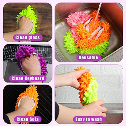 Xtinmee 30 Pairs (60 Pieces) Mop Slippers Shoes for Cleaning Floor, Microfiber Shoes Cover Mop Socks Duster Slippers Cover for Foot Dust Hair Cleaners Women, 6 Color