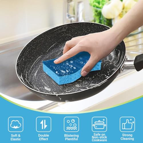 AIDEA Non Scratch Scrub Sponge-24Count, Sponges Kitchen, Sponges for Dishes - color: Blue