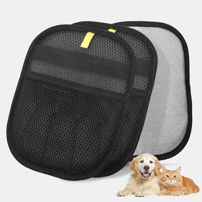 2Pcs Pet Hair Removal Gloves – Reusable Electrostatic Mitt for Dog Cat Hair, Magic Brush for Furniture, Couch, Carpet, Clothing, Car Seat – How to Use: Rub Back & Forth to Create Static - color: Black&2 Pack