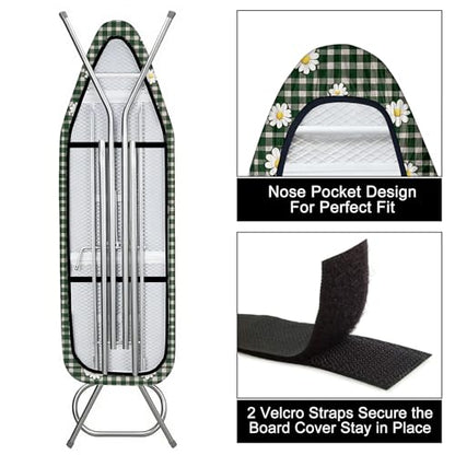 Ironing Board Cover 15"x54"，Standard Ironing Board Replacement Cover，Easy Fit - color: Grass Green, size: 15"x54"