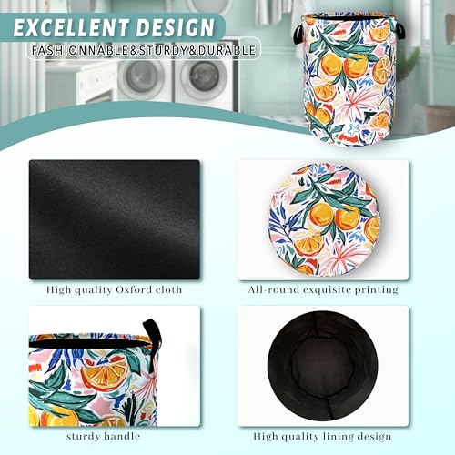 Fruit Orange Laundry Basket Oxford Cloth Foldable Hamper 18.9x16.5 Inch - color: Hawaii Tropical Orange