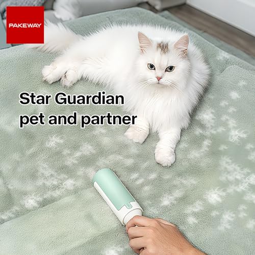 PAKEWAY 2 Pack Pet Hair Remover for Couch & Carpet, Reusable Lint Roller with Self-Cleaning Base, Dog & Cat Fur Remover, Portable Hair Removal Tool - color: Green