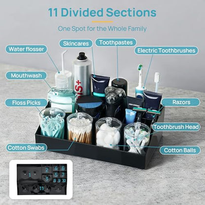 Vtopmart 5 PCS Bathroom Countertop Organizer Sets, Black - color: Black