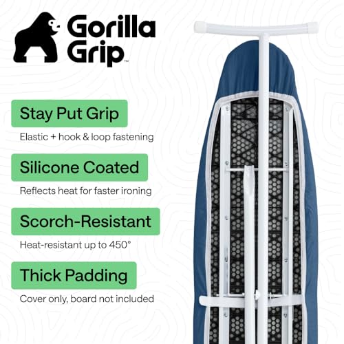 GORILLA GRIP Padded Ironing Board Cover, 15x54 Navy - color: Navy, size: 15" X 54"