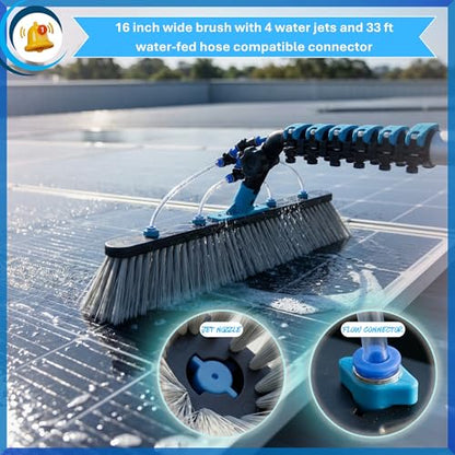 IGAD Solar Panel and Window Cleaning Kit with 24ft Extendable Pole, 2 Water Fed Brushes, 33ft Hose, Blue, 16 Inches, Nylon, Aluminum - size: 24ft Pole Kit