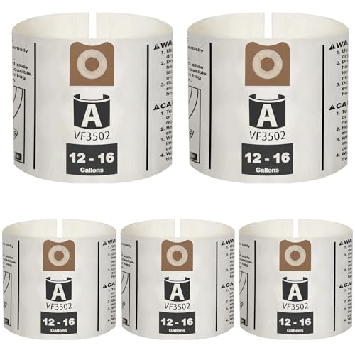 5 Pack VF3502 Replacement for Rigid Shop Vac Bags Size A, Part# 23743 - size: 5PK, style: Average Performance