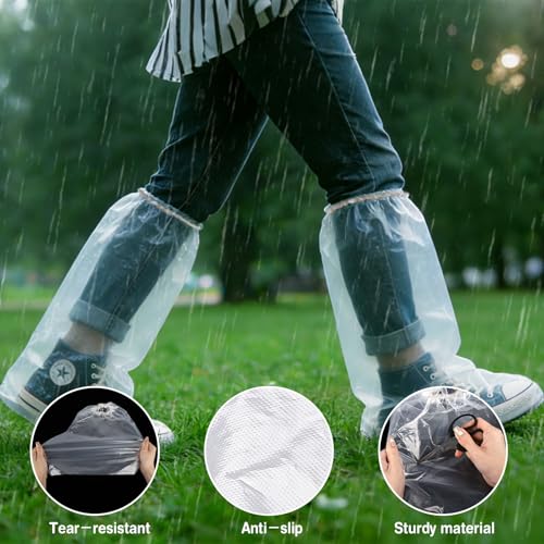 20Pcs(10 pairs) Thickened Waterproof Shoe Covers for Rain, Clear Rain Shoe Covers, One Size Fits Most - color: Clear, size: 10P L Adults