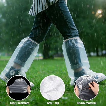 20Pcs(10 pairs) Thickened Waterproof Shoe Covers for Rain, Clear Rain Shoe Covers, One Size Fits Most - color: Clear, size: 10P L Adults