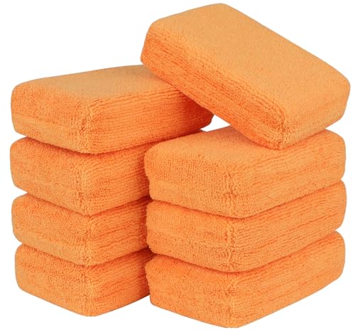 AIDEA Microfiber Applicator Pads-8 Pack, Car Wash Sponge, Orange - color: Orange, size: 8 PK