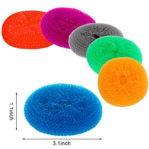 Blulu 15 Pieces Plastic Dish Scrubbers, Nylon Mesh Pads, Rainbow Colors - color: Rainbow Colors