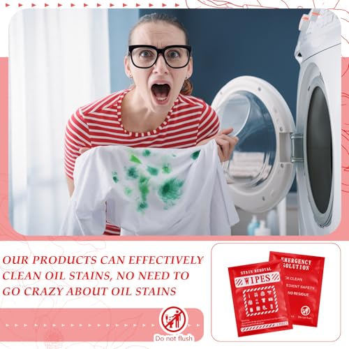 Timgle 200 Pcs Instant Stain Remover Wipes, Individually Wrapped,Red - color: Red