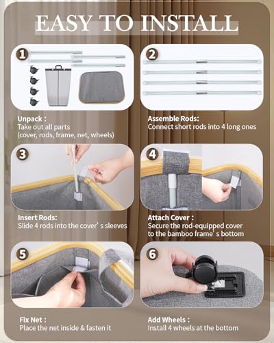 Laundry Hamper with Wheels, 75L Rolling Laundry Basket, Removable Inner Bag - color: Gray, size: 75L